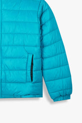 Kids Turquoise Puffer Jacket | Lightweight Hooded Winter Coat | Warm & Cozy Outerwear